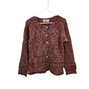 Sue P Knits Women's Button Front Wool Linen Blend Cardigan Sweater - S